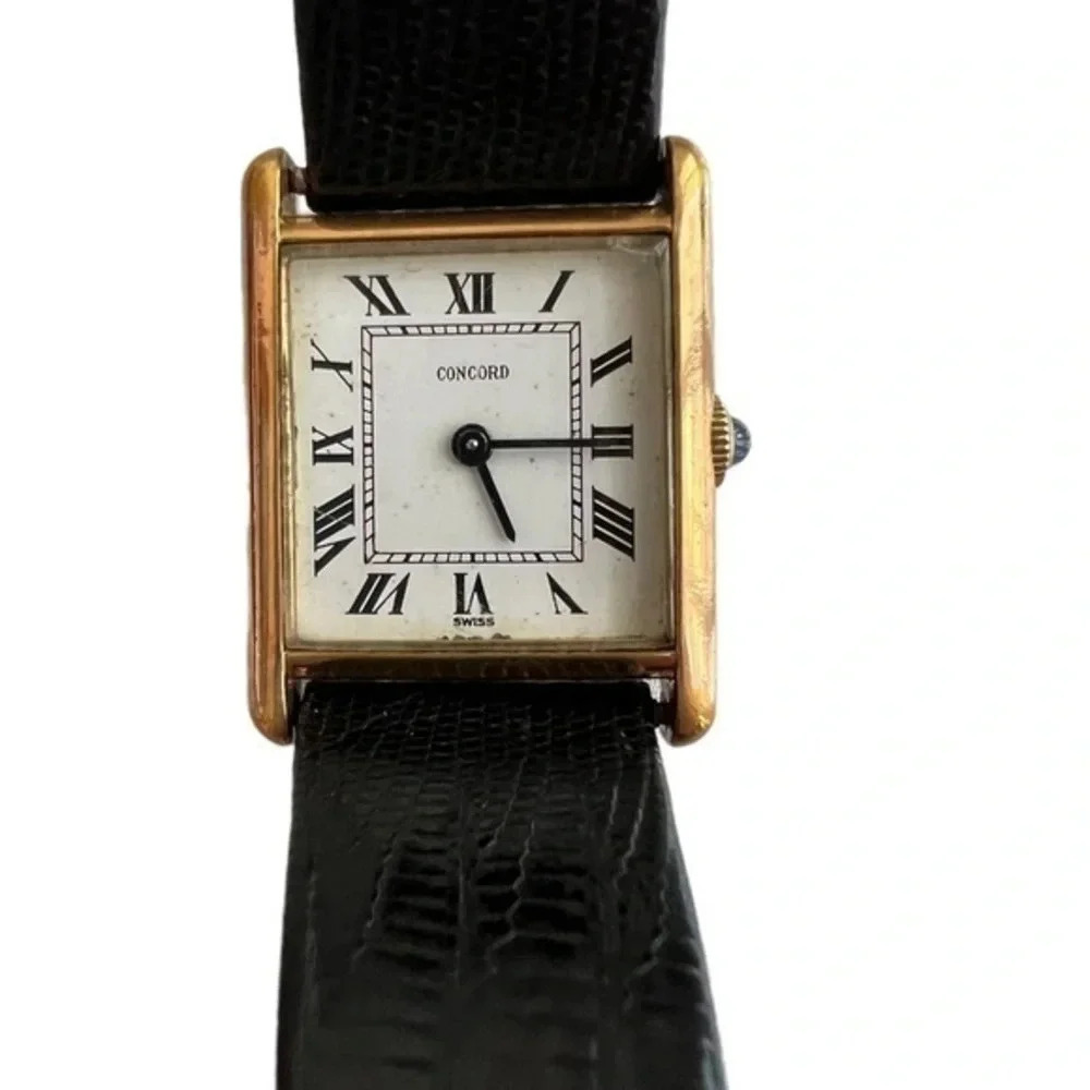 Concord Vintage Mens Tank Watch Alligator Strap Unisex‎ - Picture 2 of 8
